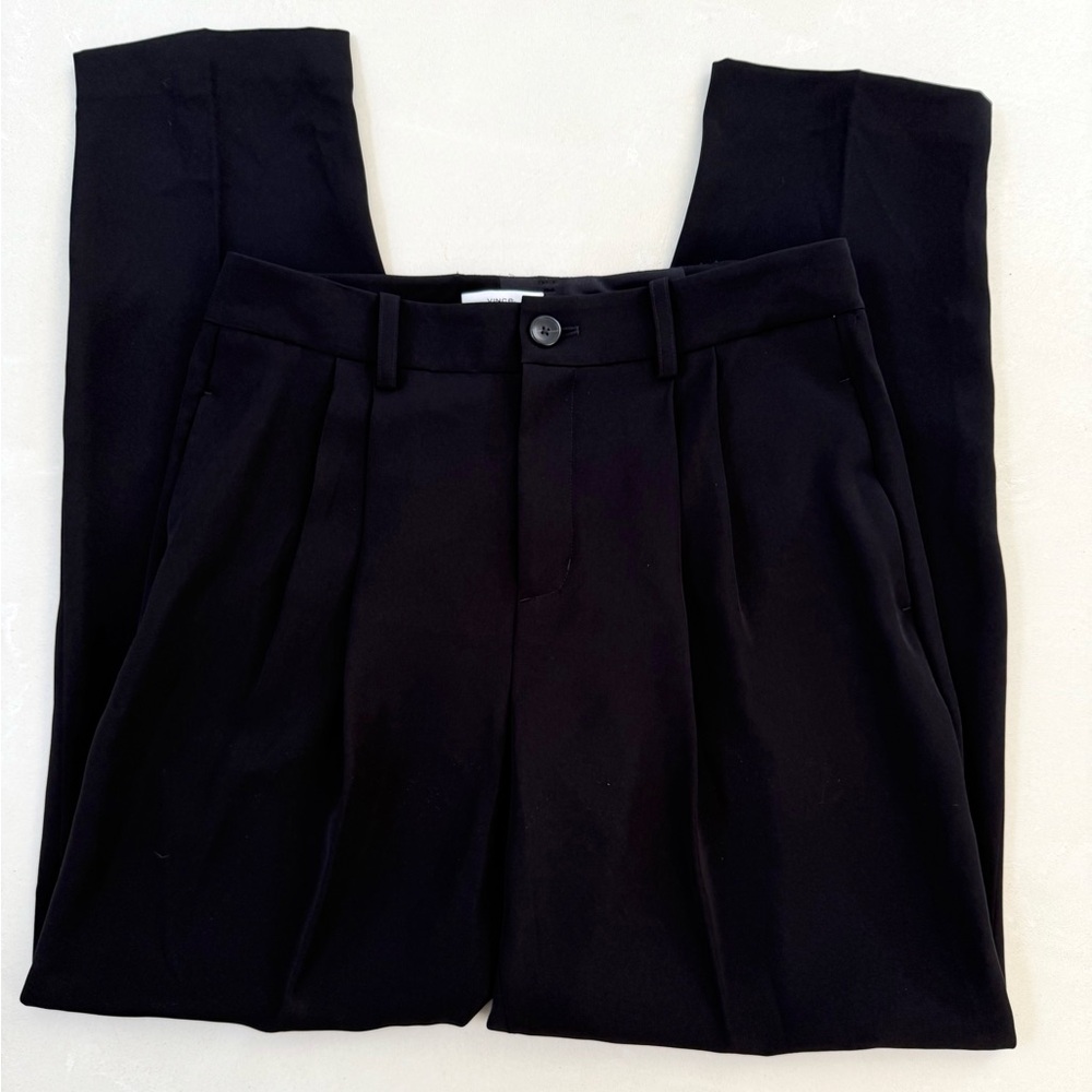Vince Black High Rise Pleated Straight Leg Trousers 8
